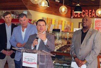 Georgia Commissioner of Agriculture Tyler Harper Visits River Street Sweets for Pecan Day