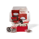Assorted River Street Sweets treats in a box on a white background