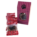 Packaged bear claws beside a bear claw treat box