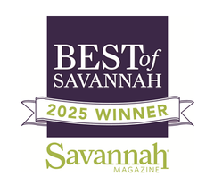 Logo for 'Best of Savannah 2025 Winner' from Savannah Magazine on a white background