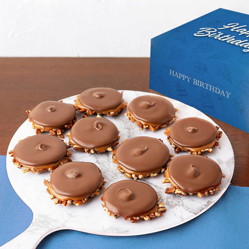 Bear Claws on a marble board with a 'Happy Birthday' box in the background.