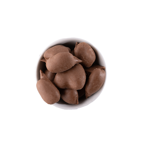 Chocolate Pecans in a white bowl