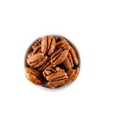 Glazed pecans in a white bowl