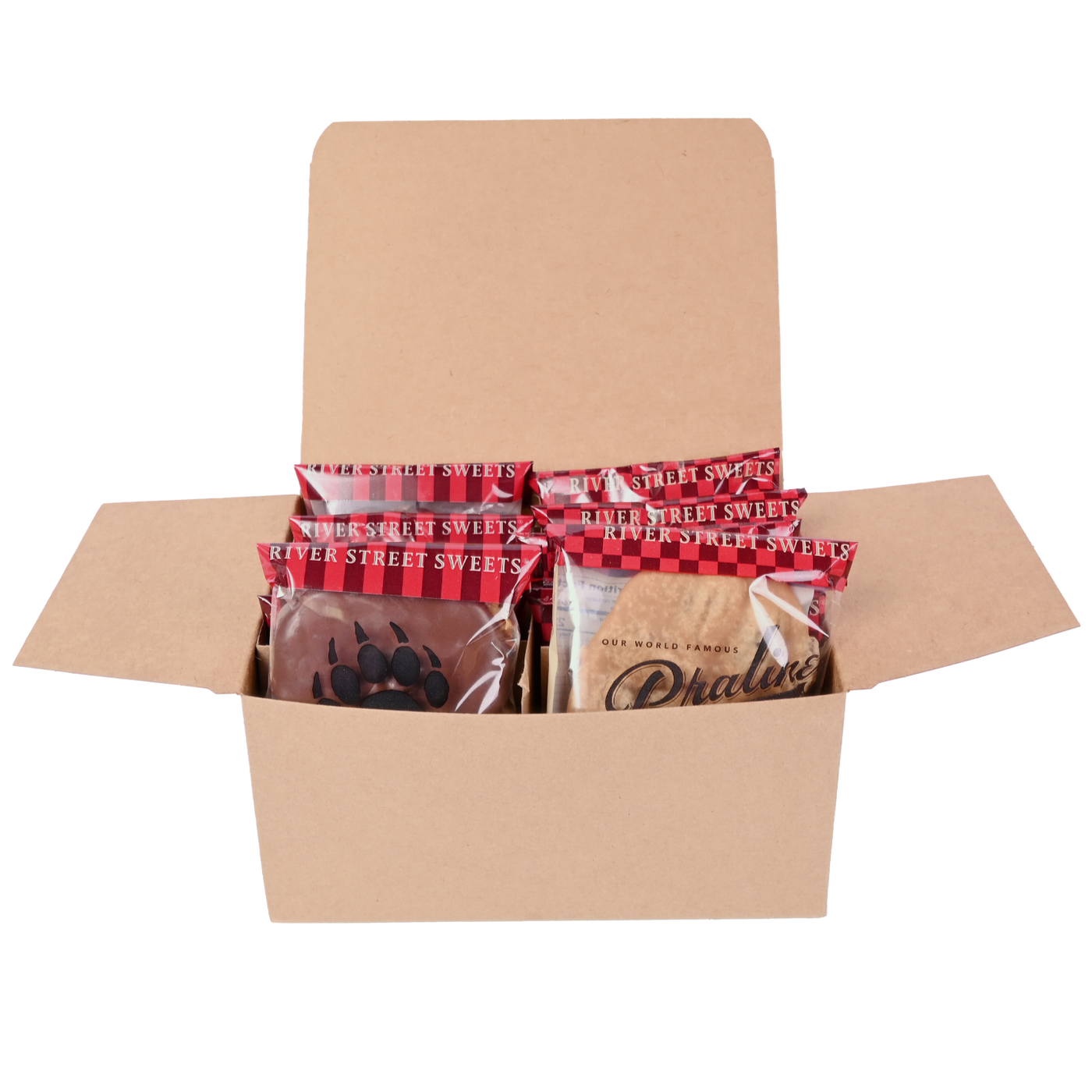 10 piece box inside Pralines & Bear Claws