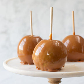 Caramel Apples on a cake stand