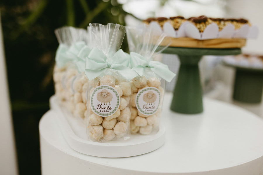 Candy favors tied with ribbon